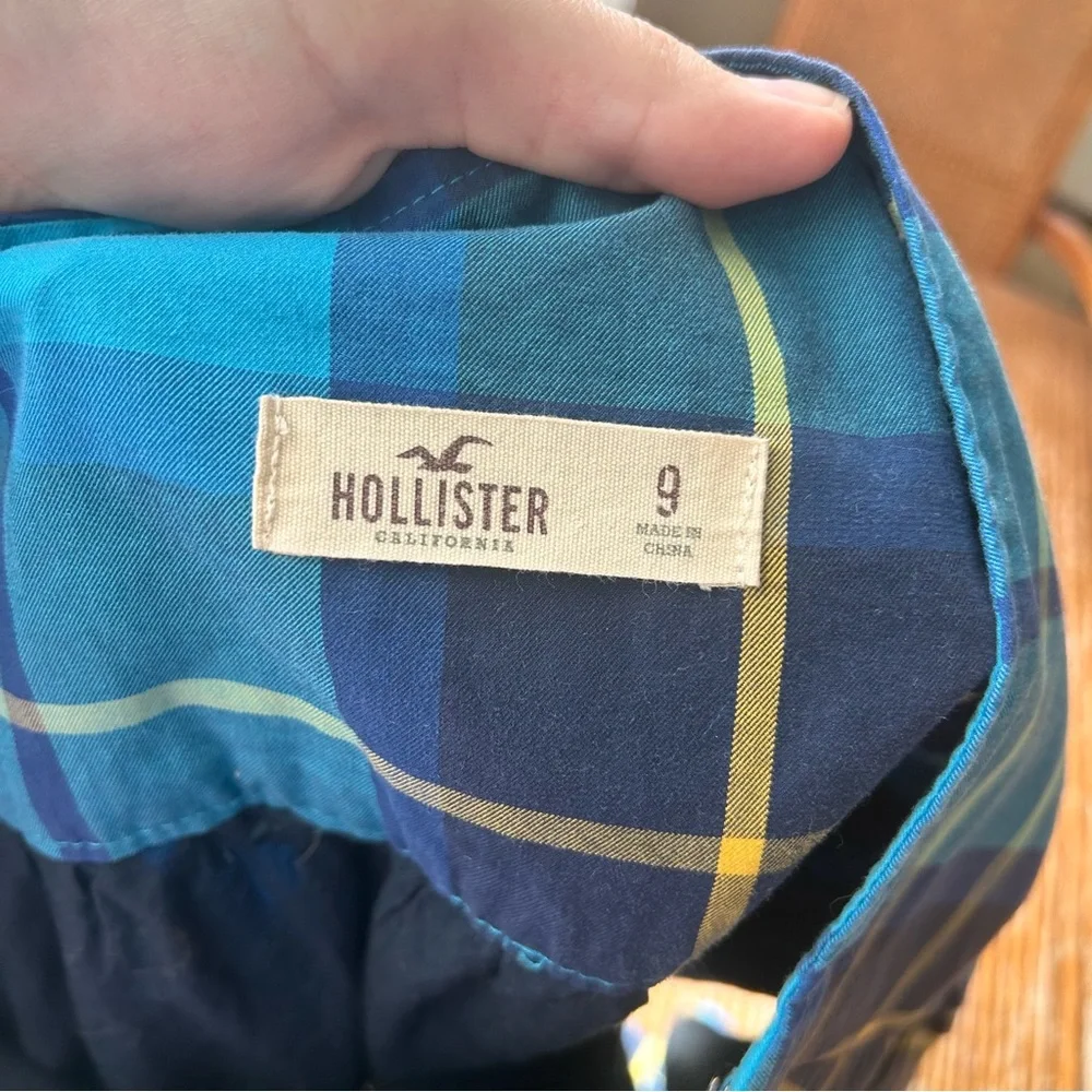 Hollister Teal and Navy Plaid Skirt